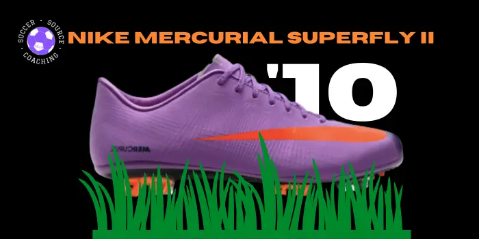 Purple and orange nike mercurial superfly II soccer cleat released in 2008