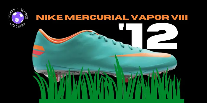 Turquoise and orange nike mercurial vapor VIII soccer cleat released in 2012