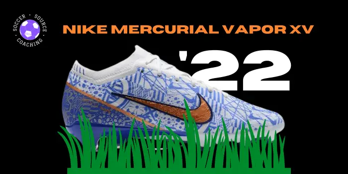 blue, white and orange nike mercurial vapor XV soccer cleat released in 2022