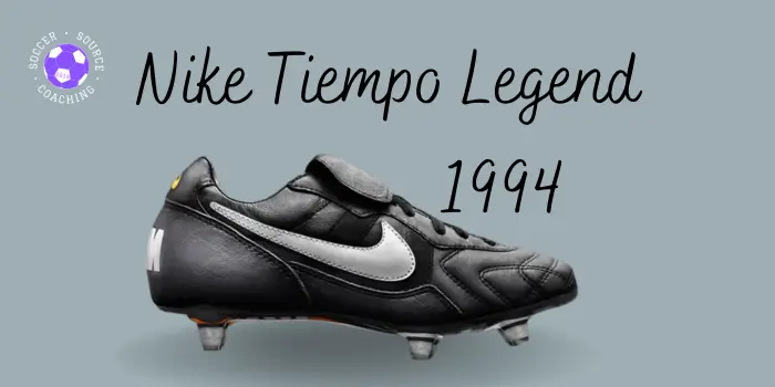 Black and silver Nike tiempo legend soccer cleat released in 1994