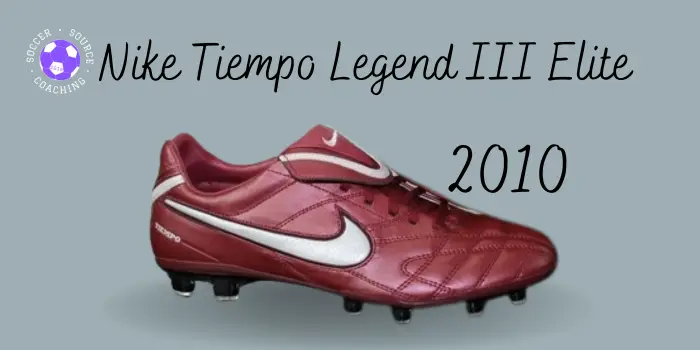 Red and white Nike tiempo legend III Elite soccer cleat released in 2010