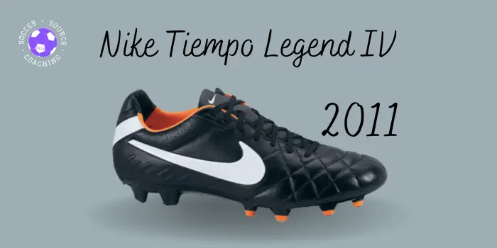 black, orange and white Nike tiempo legend IV soccer cleat released in 2011