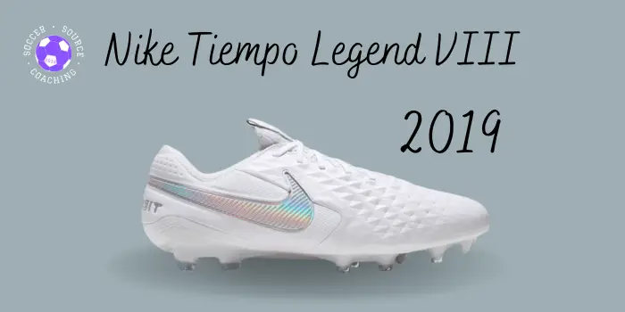 white and silver Nike tiempo legend VIII soccer cleat released in 2019