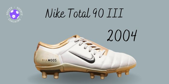 bgold and white nike total 90 soccer cleat released in 2004