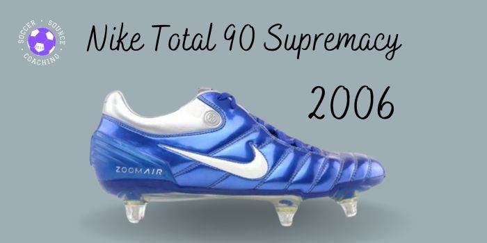 blue and silver nike total 90 soccer cleat released in 2006