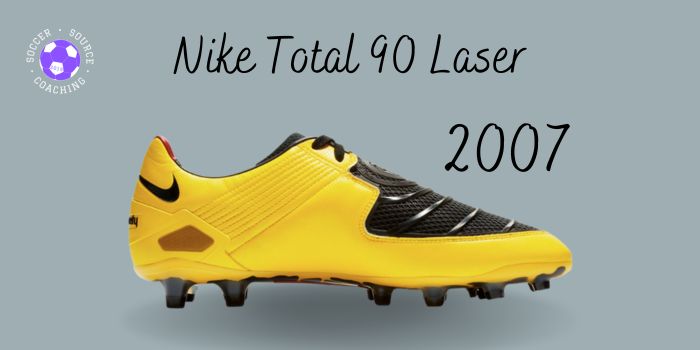 black and yellow red nike total 90 soccer cleat released in 2007