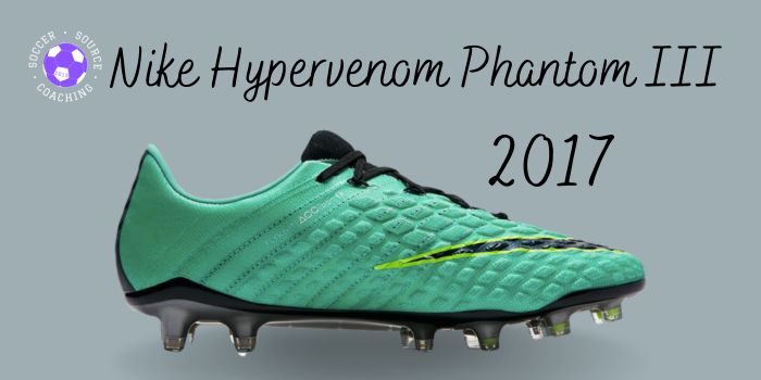 Turquoise and black Nike hypervenom Phantom III soccer cleat released in 2017