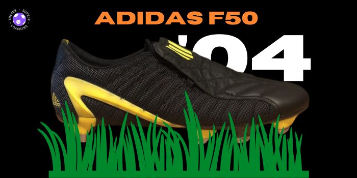 A black and gold Adidas F50 original soccer cleat that was released in 2004