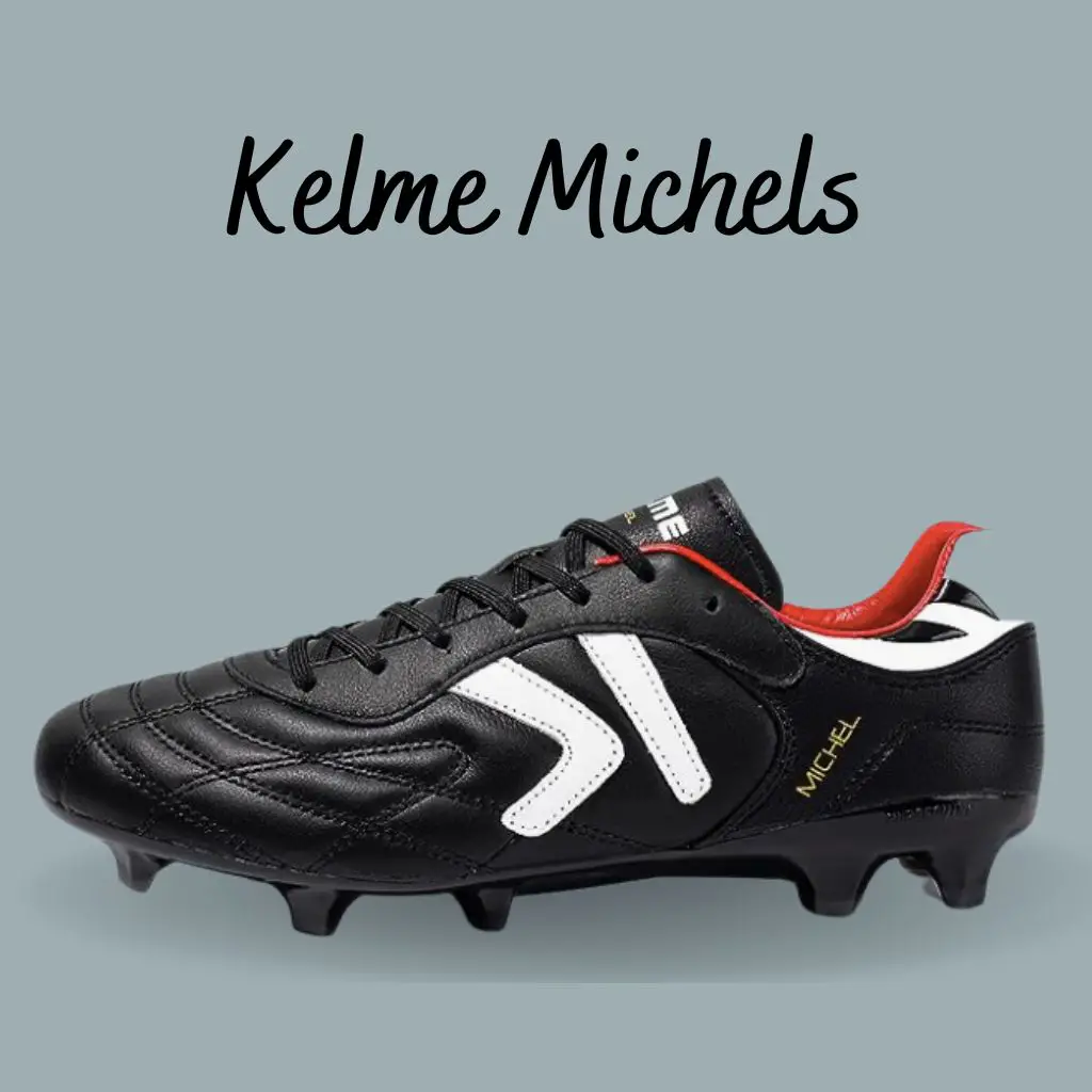 a black, red and shite kelme michel soccer cleat
